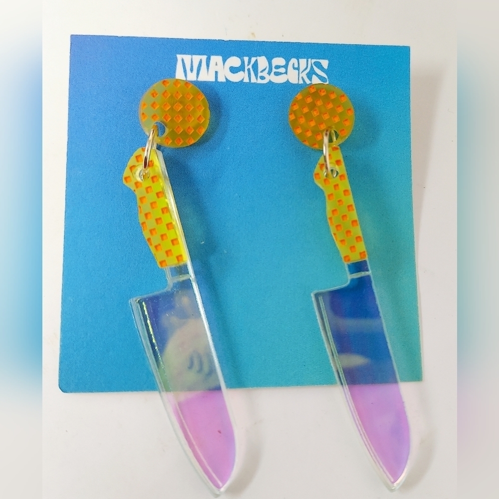 Mackbecks Citrus Knife Earring Accessory Statement Jewelry NWT Kawaii Emo Goth - Picture 4 of 4